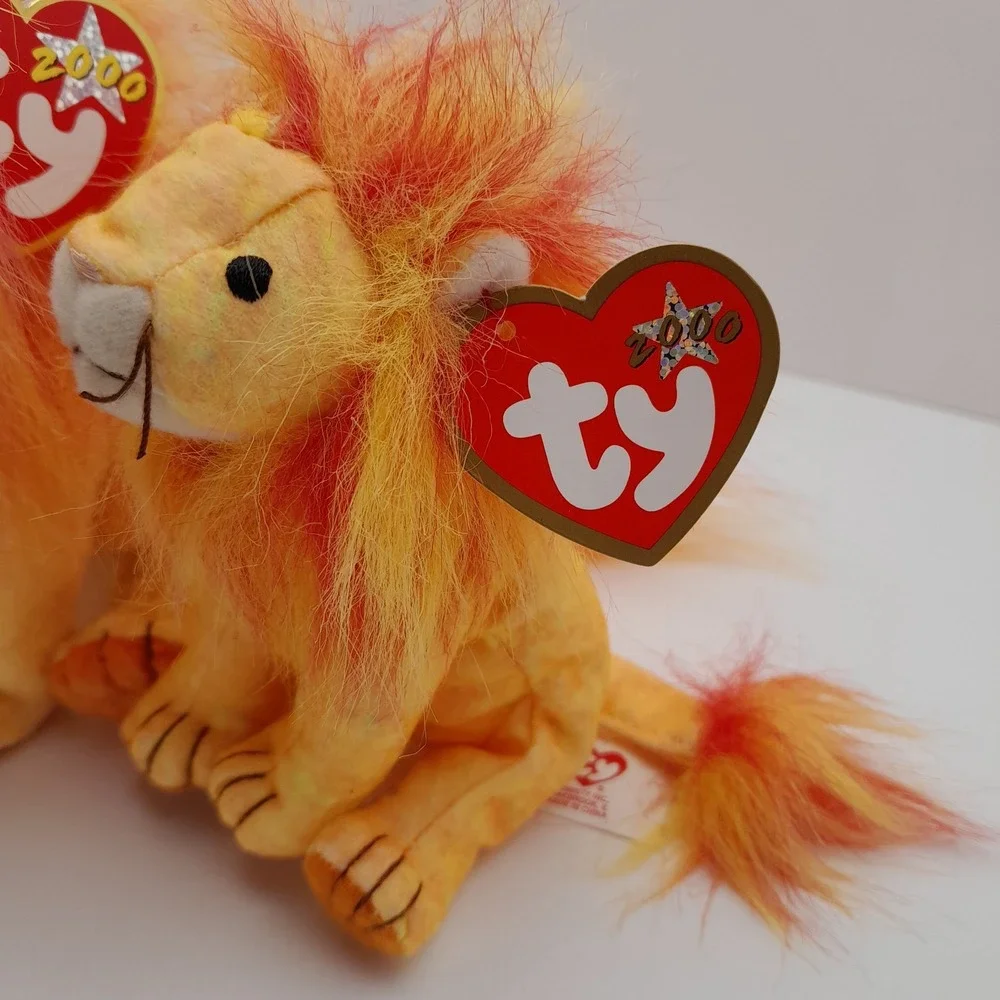 Ty Beanie Baby & Teenie Beanie - Lot of 2 (Bushy the Orange Lion) 2000 Plush Set